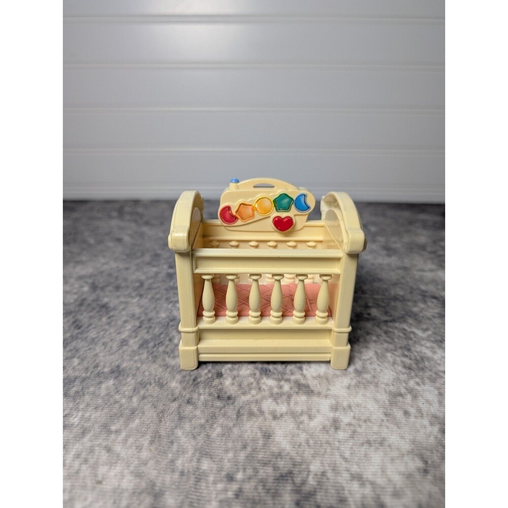 1999 Fisher Price Loving Family White Musical Baby Crib Bed Lights Work No Sound